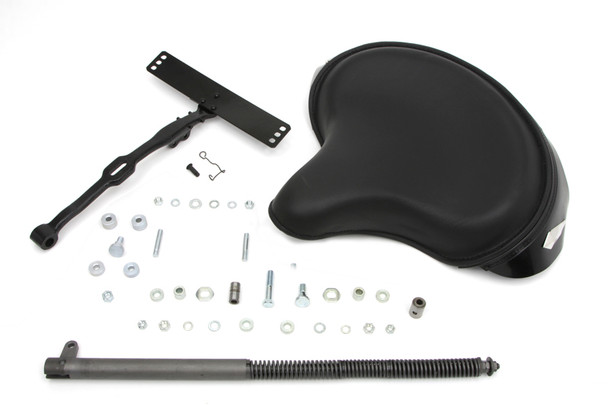 V-Twin - Black Leather Deluxe Solo Seat Kit fits '36-'73 G, '36-'52 W Models