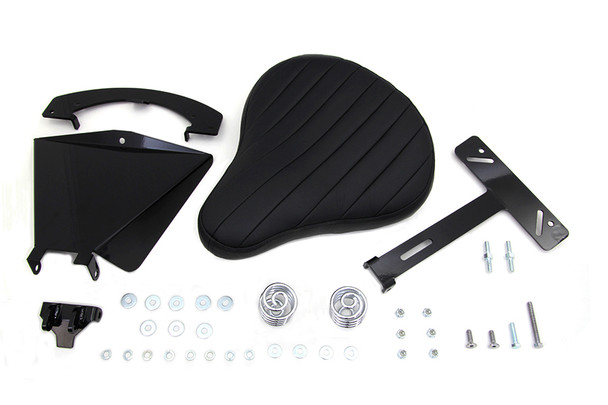 V-Twin - 47-0811 - Black Leather Solo Seat With Mount Kit