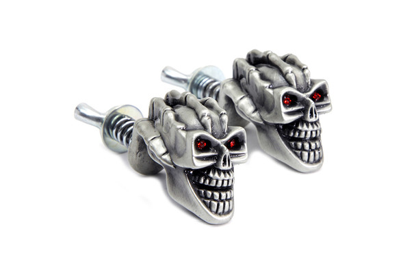 V-Twin - 48-1620 - Skull with Skeleton Hand License Plate Topper Set