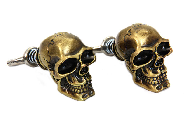 V-Twin - 48-1624 - Gold Skull License Plate Bolt Set