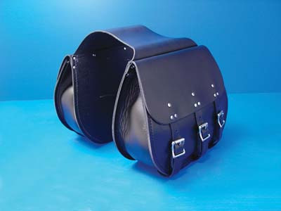 V-Twin - 48-3128 - 3 Buckle Thro-Over Saddlebags Black