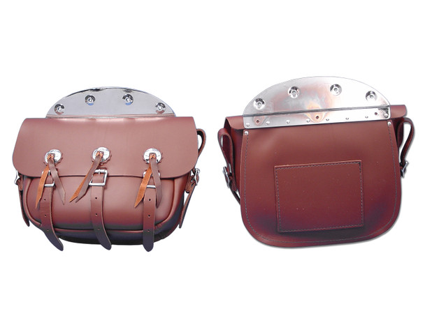 V-Twin - 48-3144 - Brown Leather Replica Saddlebag Set