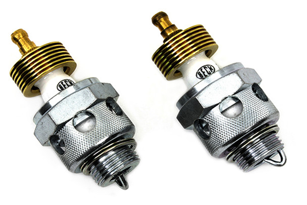 V-Twin - 49-0477 - Globe 18mm Spark Plug Kit - Fits 1937-1947 Harley-Davidson UL, 1936-1947 EL, 1941-1947 FL
