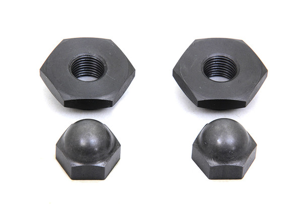 V-Twin - 49-0516 - Spring Fork Rod Top Nut Set Parkerized