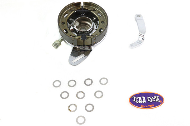 V-Twin - 49-0520 - 45 inch Chrome Rear Brake Backing Plate Assembly - Fits 1941-1952 Harley-Davidson W
