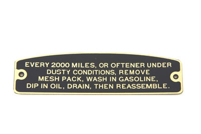 V-Twin - 49-0643 - Air Cleaner Instruction Tag - Fits 1936-1940 Harley-Davidson EL, UL