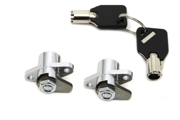 V-Twin - 49-0729 - Chrome Saddlebag Lock and Key Kit - Fits 1993-2013 Harley-Davidson FLT, FLHT