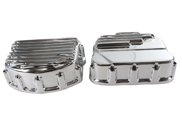V-Twin - 49-0810 - Finned Panhead Valve Cover Set Polished