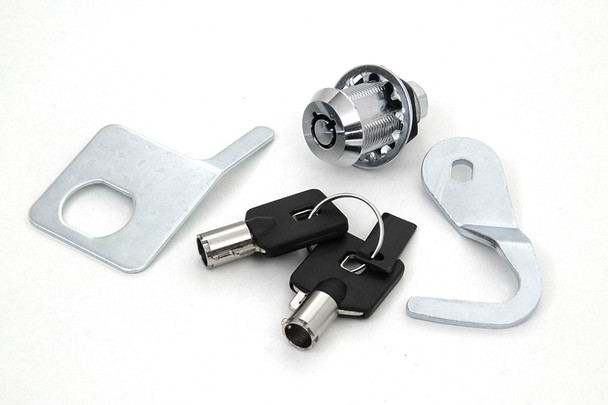 V-Twin - 49-1006 - Chrome Saddlebag Lock and Key Kit - Fits 1993-2013 Harley-Davidson FLTR, FLHR, FLHTC, FLHT, FLHX