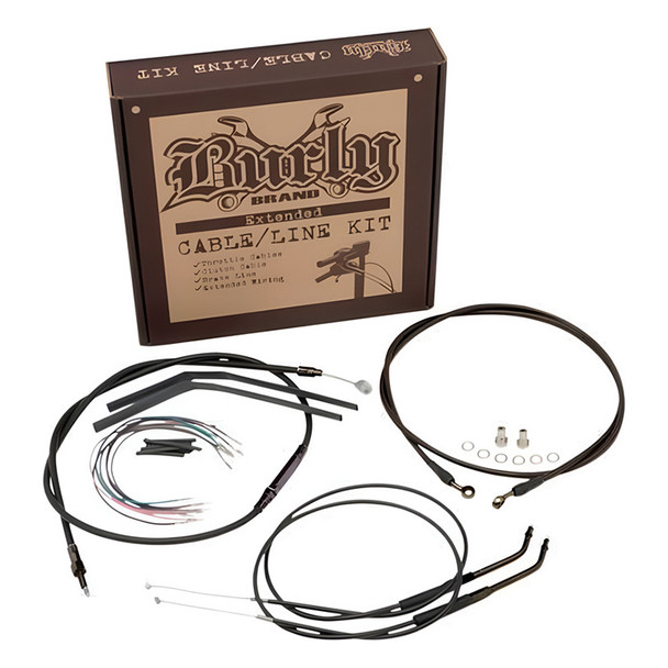 Burly Brand - 12" Handlebar Cable/ Brake Line Extension Kit - fits Single Disc '06 FXD
