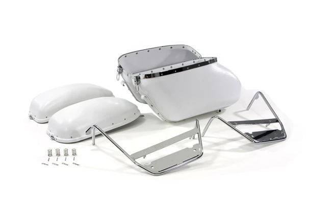 V-Twin - 49-2450 - Replica Bubble Saddlebag Kit White - Fits 1958-1984 Harley-Davidson FL