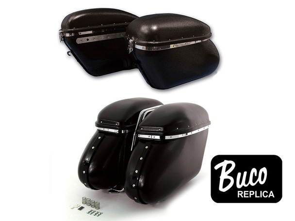 V-Twin - 49-2499 - Black Magic Royalite Saddlebag Set - Fits 1958-1984 Harley-Davidson FL