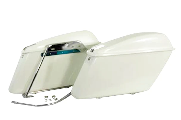 V-Twin - 49-2668 - Replica Saddlebag Set White - Fits 1977-1984 Harley-Davidson FL