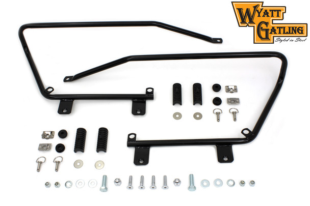 V-Twin - 49-2677 - Wyatt Gatling Saddlebag Brackets and Stud Kit Black - Fits 1986-2017 Harley-Davidson FLST, 1984-2017 FXST