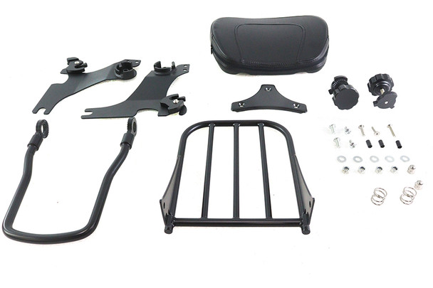 V-Twin - 50-0037 - Gloss Black Sissy Bar and Rack - Fits 1994-2003 Harley-Davidson XL