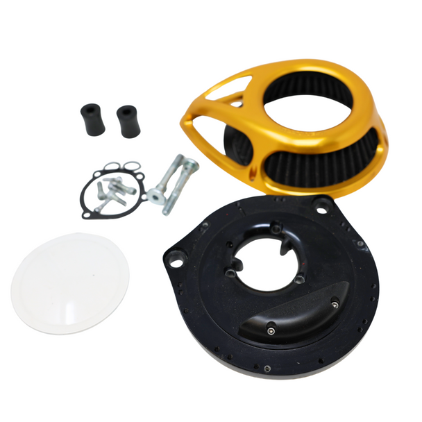 Arlen Ness - Gold Anodized Clear Tear Series Air Cleaner Kit fits '01-'17 Twin Cam EFI Models & '99-'06 CV Carb - Cable Throttle (Used) Arlen Ness - Gold Anodized Clear Tear Series Air Cleaner Kit fits '01-'17 Twin Cam EFI Models & '99-'06 CV Carb - Cable Throttle (Used)