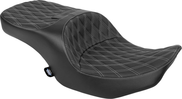 DRAG SPECIALTIES SEATS - 08012099 - Freedom Seat - Black - Vinyl - Silver Double Diamond Stitch - FLT/FLH '23-'25