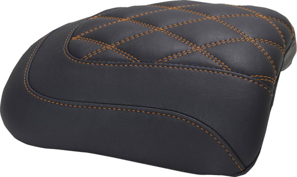 MUSTANG - 08012111 - Padded Passenger Seat Cowl - Double Diamond - Mandarin Orange Stitch - FLT/FLH '23-'25