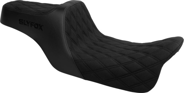 SLYFOX - 08012152 - High Noon Seat - Double Diamond - Black Logo - Black Stitch - FLH/FLT '08-'23