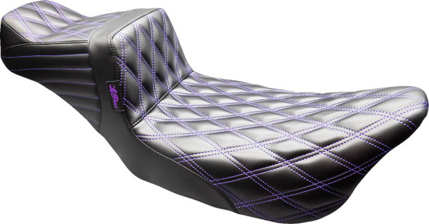 LE PERA - 08012174 - Tailwhip Daddy Long Legs Seat - Black - Purple Double Diamond Stitch - FLT/FLH '08-'23