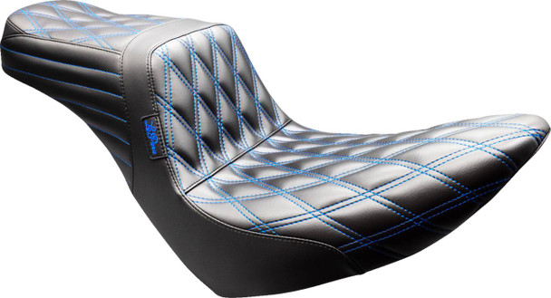 Le Pera - Black Double Diamond Tailwhip Seat fits '18-'25 FXLR/​FXLRS/​FXLRST, '18-'21 FLSB Models - Blue Stitch