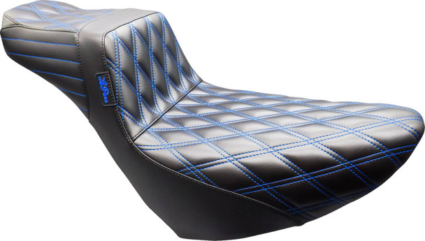 Le Pera - Black Double Diamond Tailwhip Daddy Long Legs Seat fits '18-'25 FXLR/​FXLRS/​FXLRST, '18-'21 FLSB Models - Blue Stitch