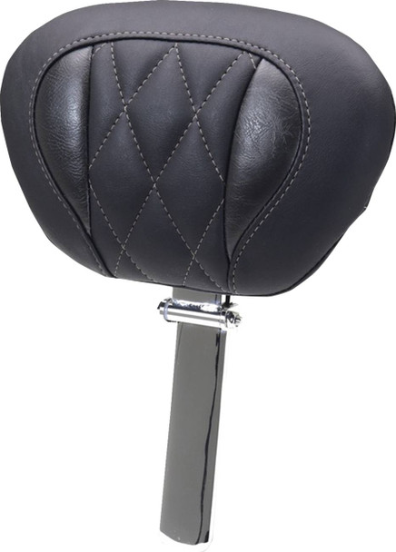 MUSTANG - 08220652 - Deluxe Driver Backrest - Diamond - Gunmetal Stitching - FLT/FLH '23-'25