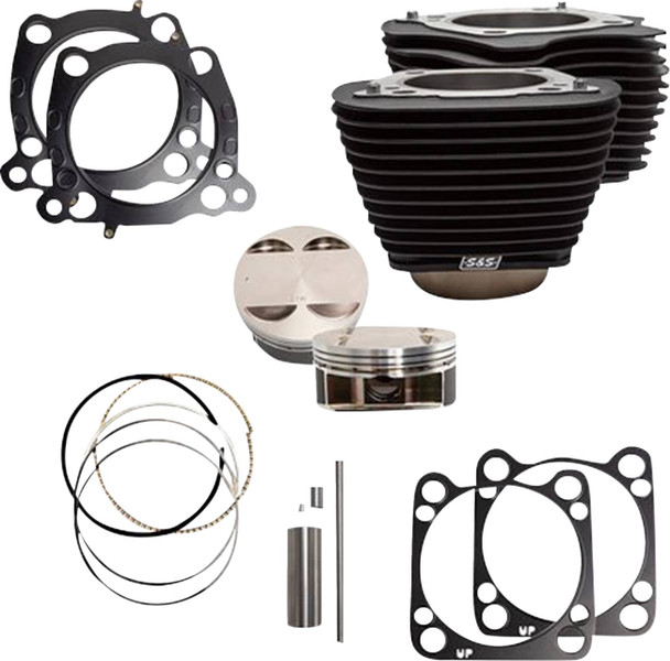 S&S CYCLE - 09311198 - Cylinder Kit - 4.625" Stroke - Wrinkle Black w/o Highlights - M8