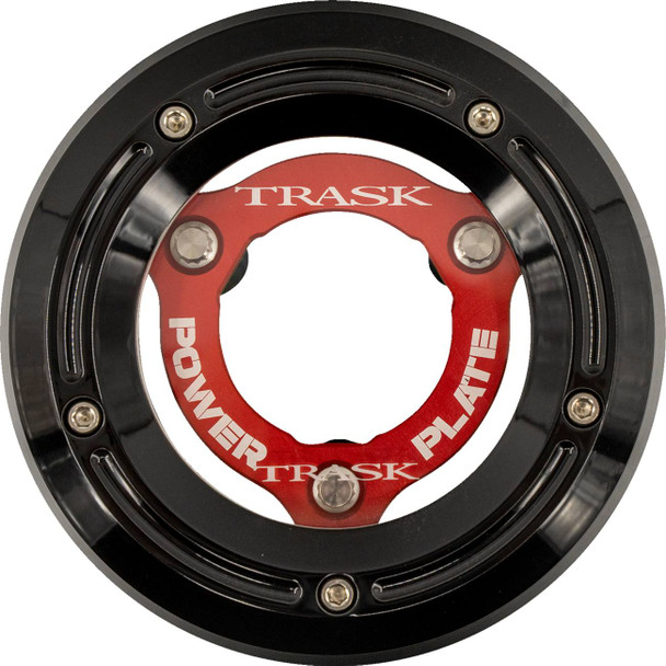 TRASK - 11070769 - Derby Cover with Power Plate - Black/Red - Kit - '18-'25 Softail
