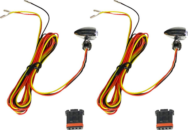 CUSTOM DYNAMICS - 20403477 - Micro Bullet Turn Signals - LED - Amber/Red- Chrome