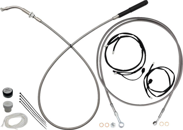 FAT BAGGERS INC. - 06621290 - EZ Install Kit - 16" Handlebars - Upper Clutch - Full Length - Braided Stainless Steel