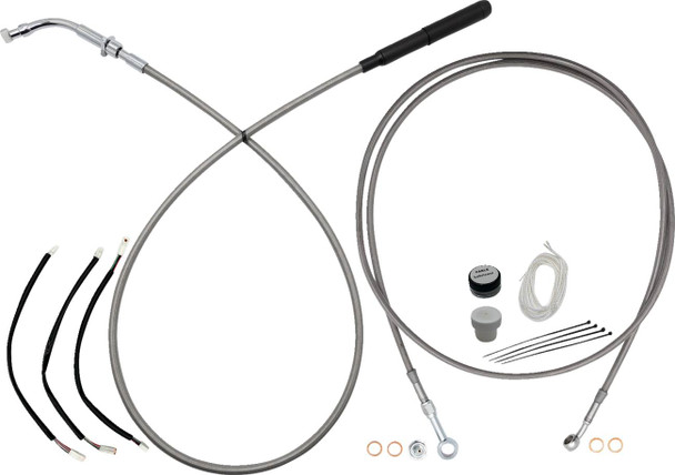 FAT BAGGERS INC. - 06621293 - EZ Install Kit - 12" Handlebars - Upper Clutch - Full Length - Braided Stainless Steel/Chrome