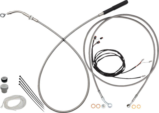 FAT BAGGERS INC. - 06621301 - EZ Install Kit - 13"/14" Handlebars - Upper Clutch - Full Length - Braided Stainless Steel
