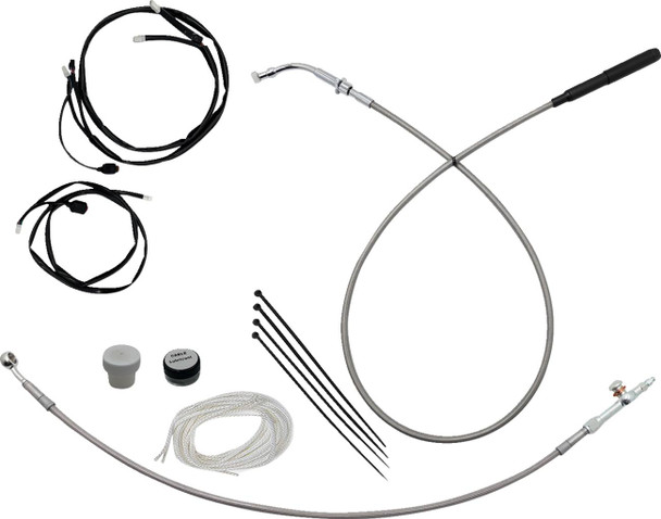 FAT BAGGERS INC. - 06621317 - EZ Install Kit - 13"/14" Handlebars - Upper Clutch - Braided Stainless Steel/Chrome