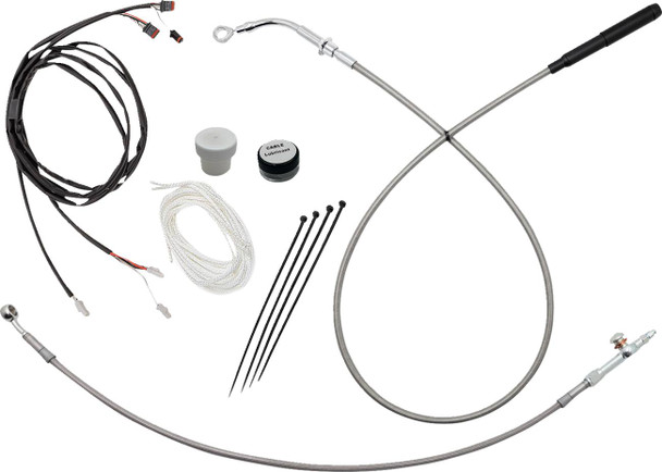 FAT BAGGERS INC. - 06621319 - EZ Install Kit - 13"/14" Handlebars - Upper Clutch - Braided Stainless Steel/Chrome