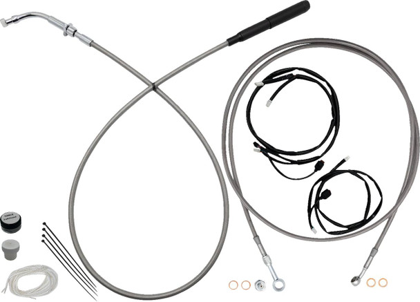 FAT BAGGERS INC. - 06621324 - EZ Install Kit - 16" Handlebars - Upper Clutch - Full Length - Braided Stainless Steel/Chrome