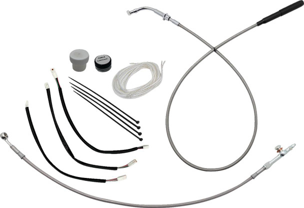FAT BAGGERS INC. - 06621315 - EZ Install Kit - 11" Handlebars - Upper Clutch - Braided Stainless Steel/Chrome