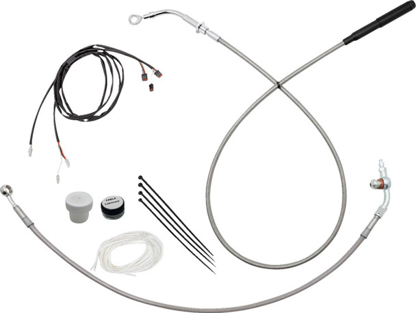 FAT BAGGERS INC. - 06621341 - EZ Install Kit - 18" Handlebars - Upper Clutch - Braided Stainless Steel/Chrome