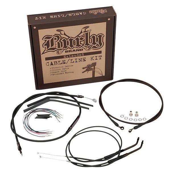 Burly Brand - 12" Handlebar Cable/ Brake Line Extension Kit - fits Single Disc '14-'22 XL Sportster (Non-ABS)
