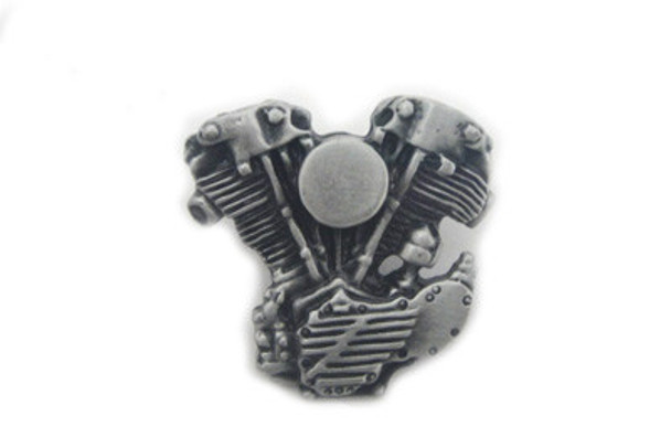 V-Twin Knucklehead Lapel Pin - Silver Patina
