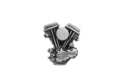 V-Twin Panhead Lapel Pin - Silver Patina