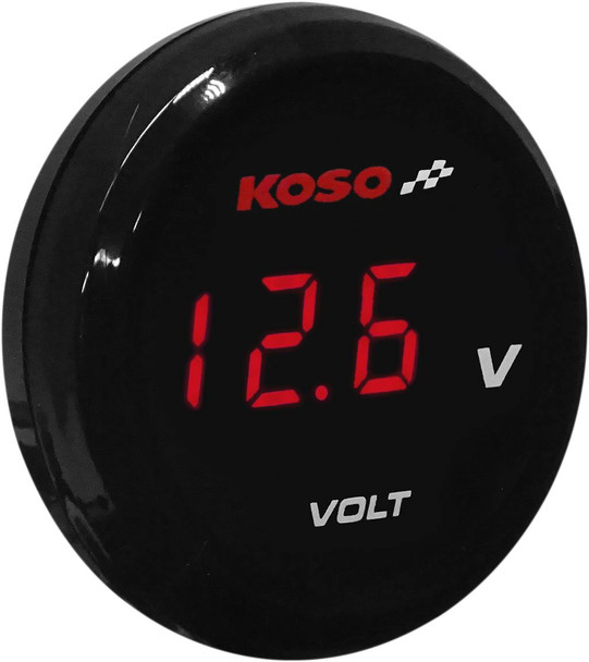 Koso North America - 22120740 - I-Gear Volt Meter - Red Digits - 1.57" Diameter x 0.43" D