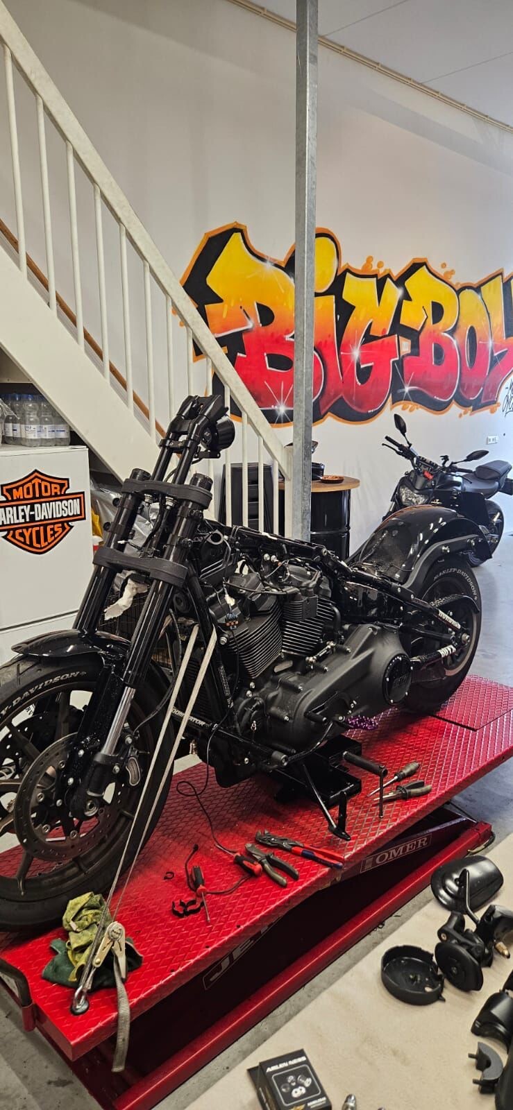 Low Rider S build in progress in the shop