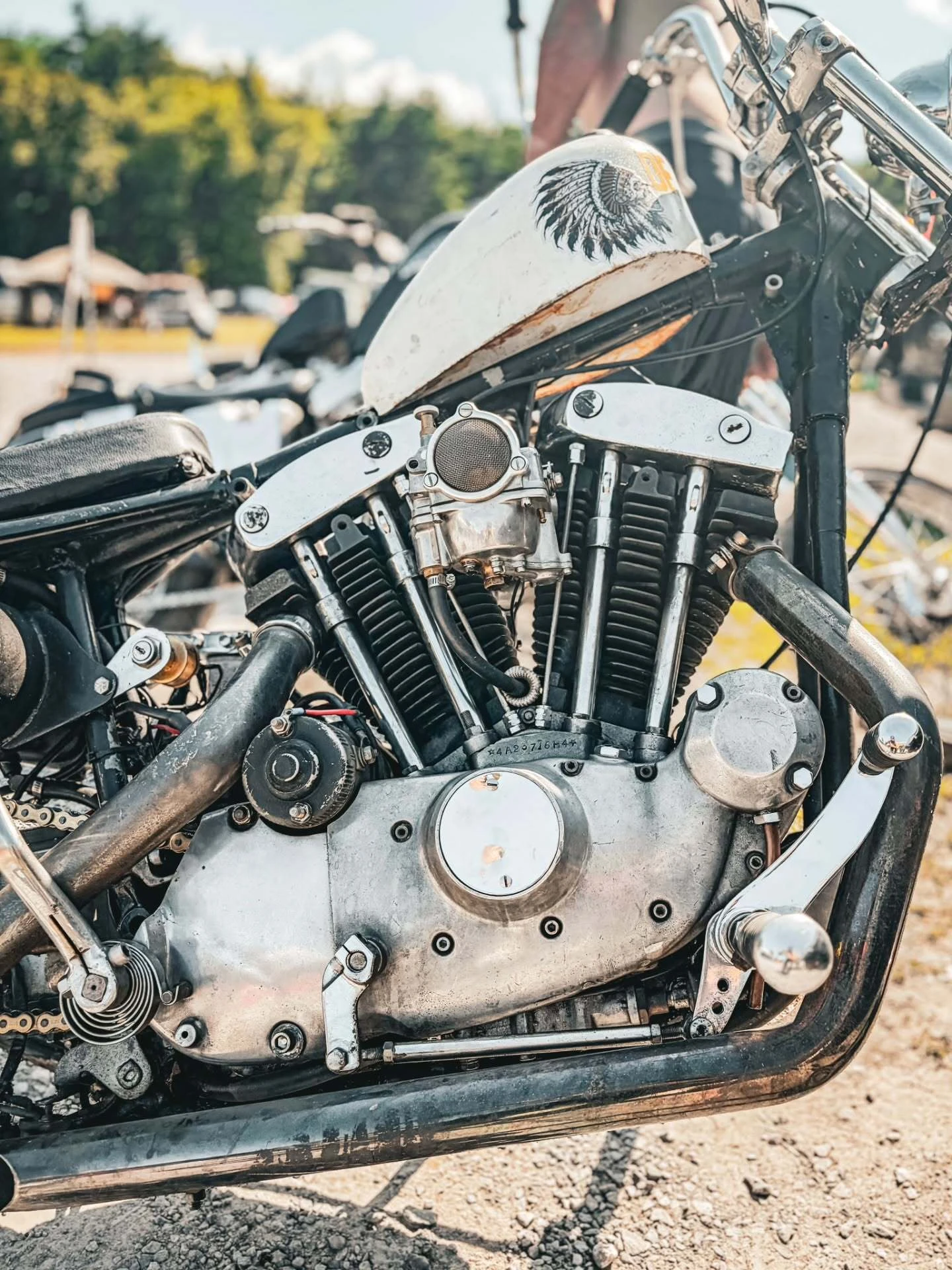 Ironhead with a white flamed tank at the 2026 Deadbeat Retreat