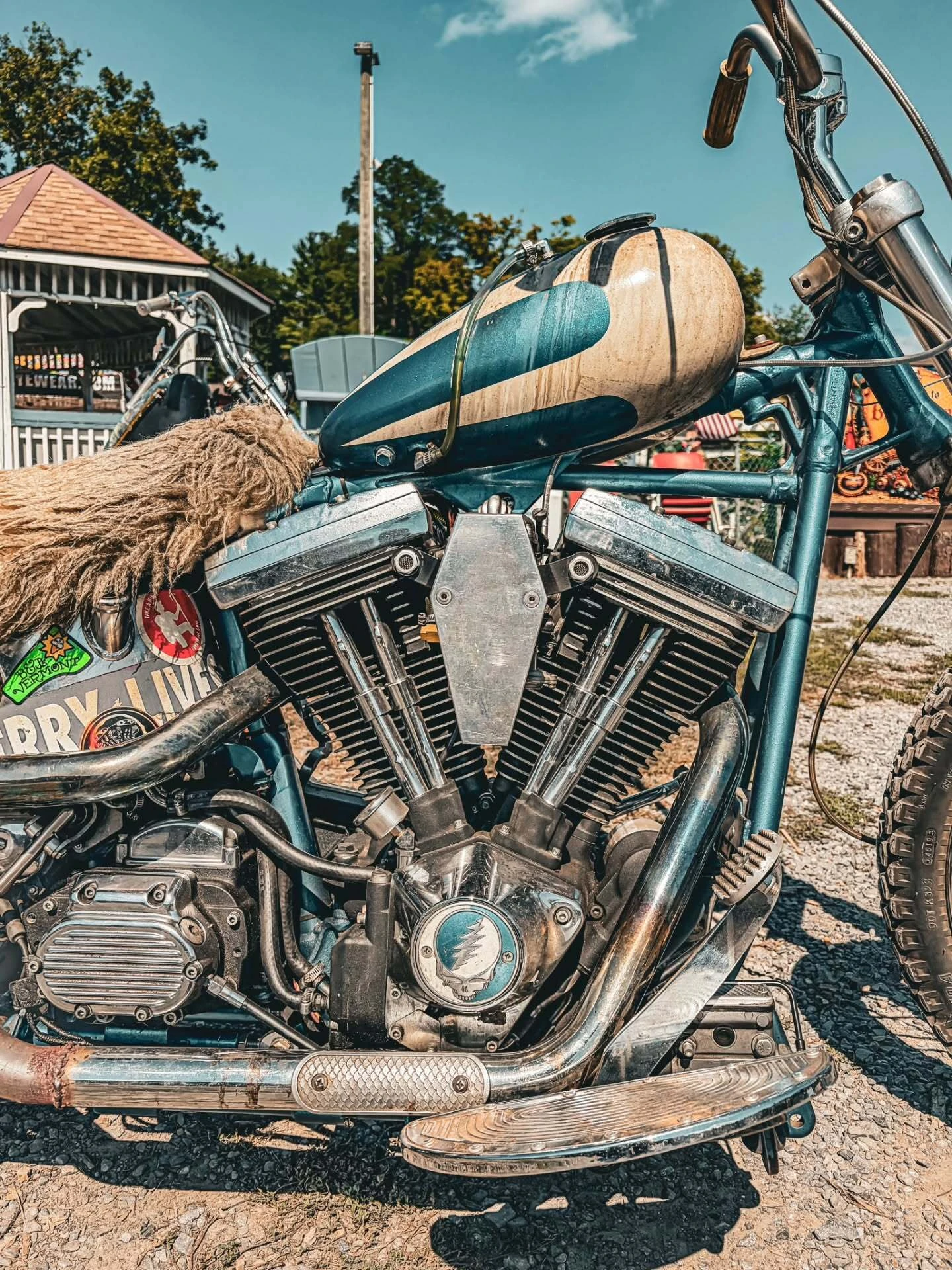 Panhead motor in a rigid frame at the 2026 Deadbeat Retreat