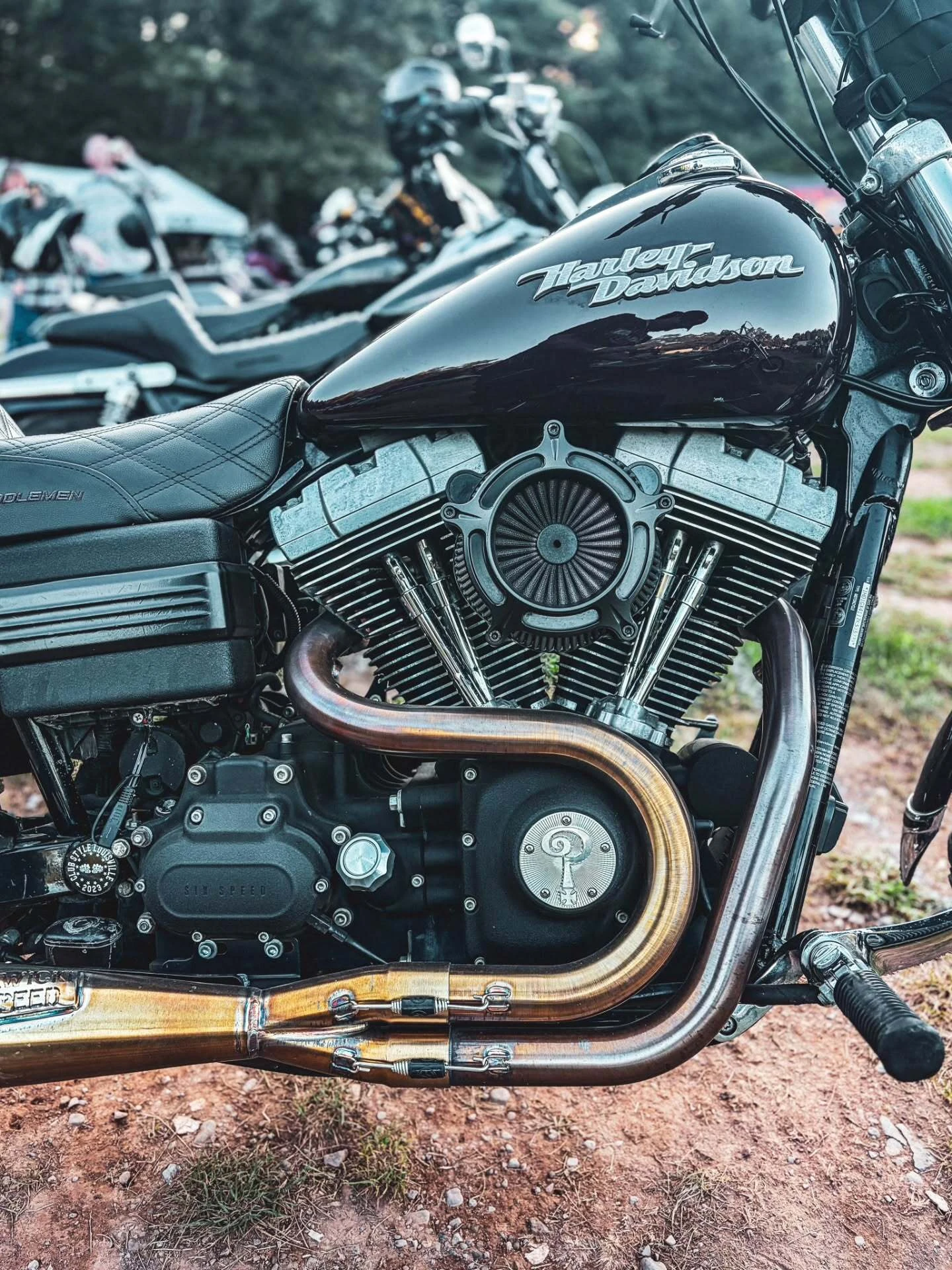 Chromed-out bagger motor at the 2026 Deadbeat Retreat