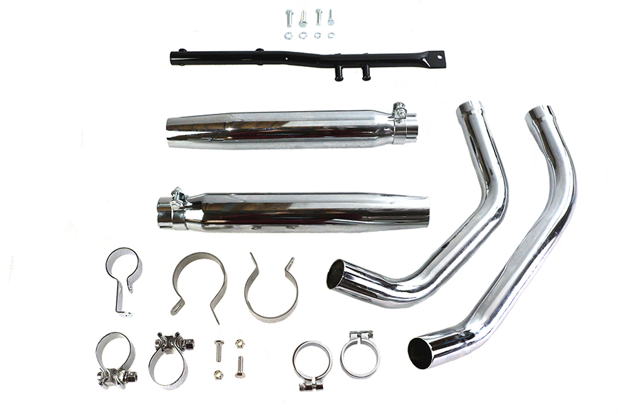 V-Twin - 30-0616 - Tapered Muffler Exhaust Kit Chrome - Fits 1957