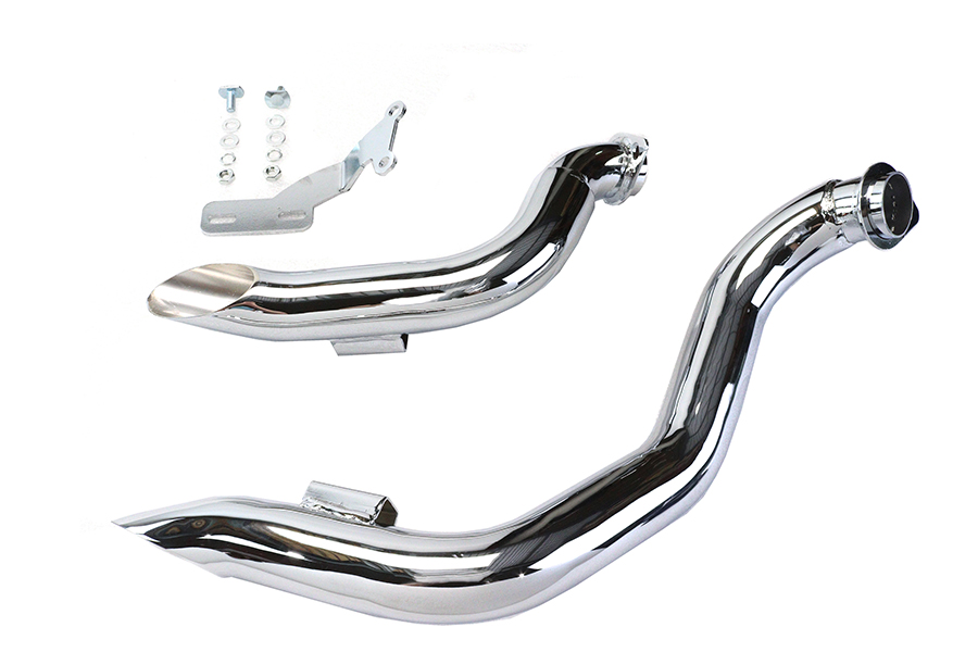 V-Twin - 30-0725 - Chrome Wyatt Gatling Down Draft Drag Pipes
