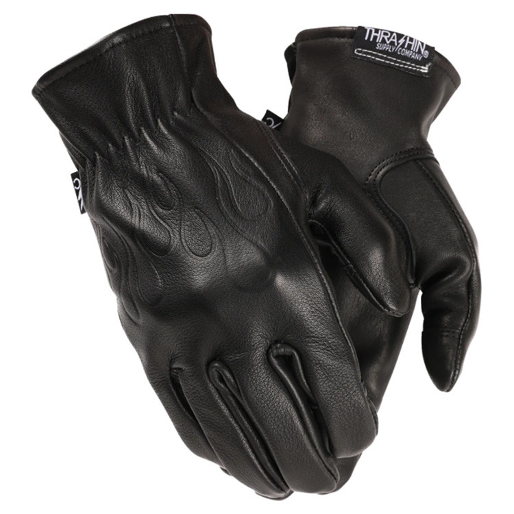 Thrashin Supply Co. Black Roper Leather Gloves