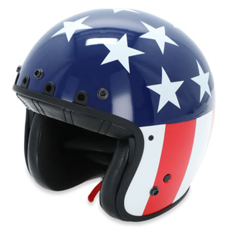 american motorcycle helmets Hot Leathers HLT68 Flag Black Glossy Skull Cap Half Helmet DOT Approved release lock Hot Leathers HLD1037 Gloss Black
